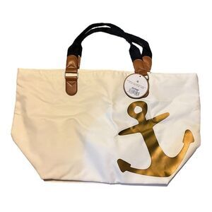 Gold & Cream Colored Anchor Themed Tote Bag